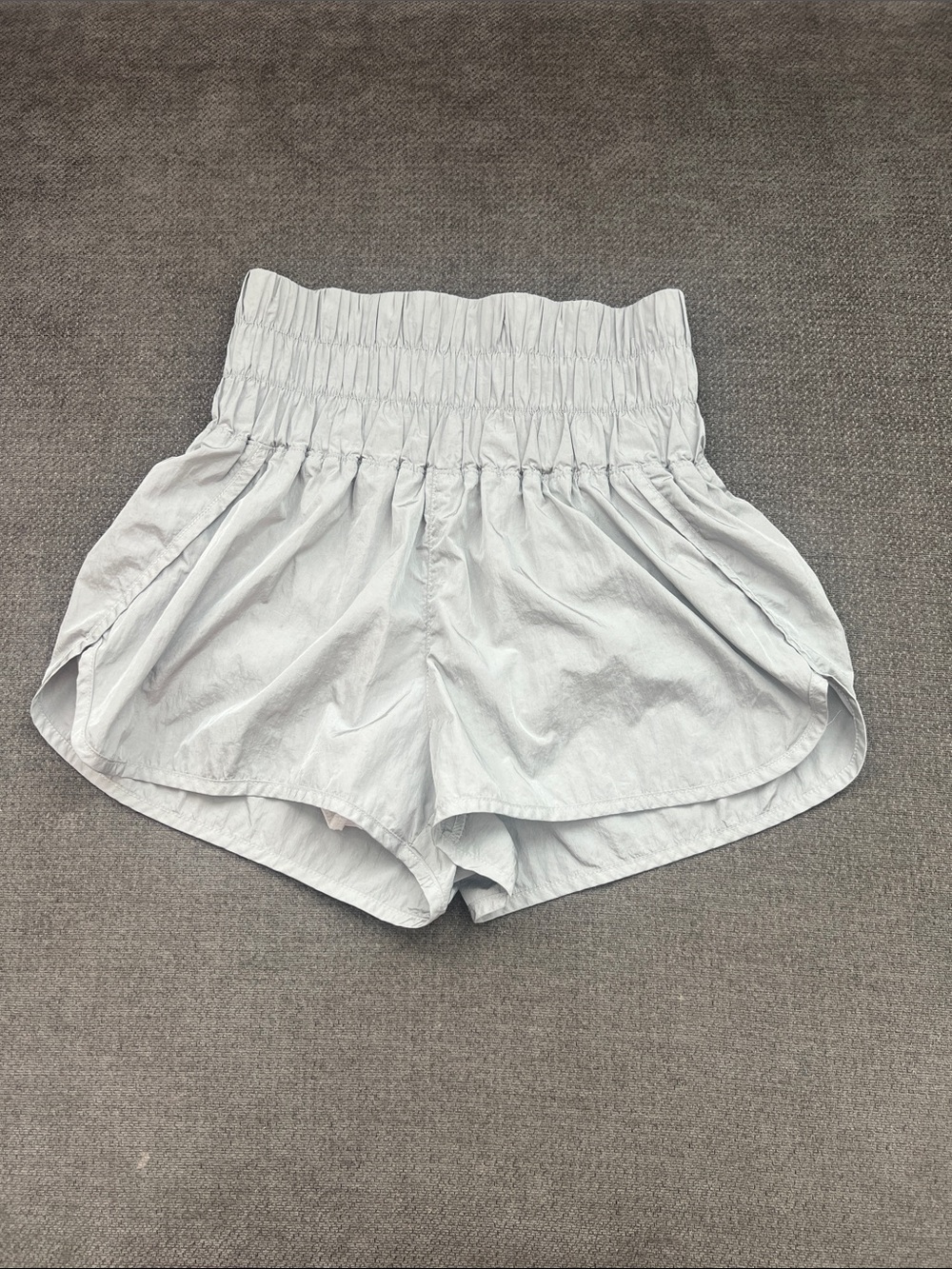 FP Movement by Free People High-Waist Smocked Light Gray Shorts